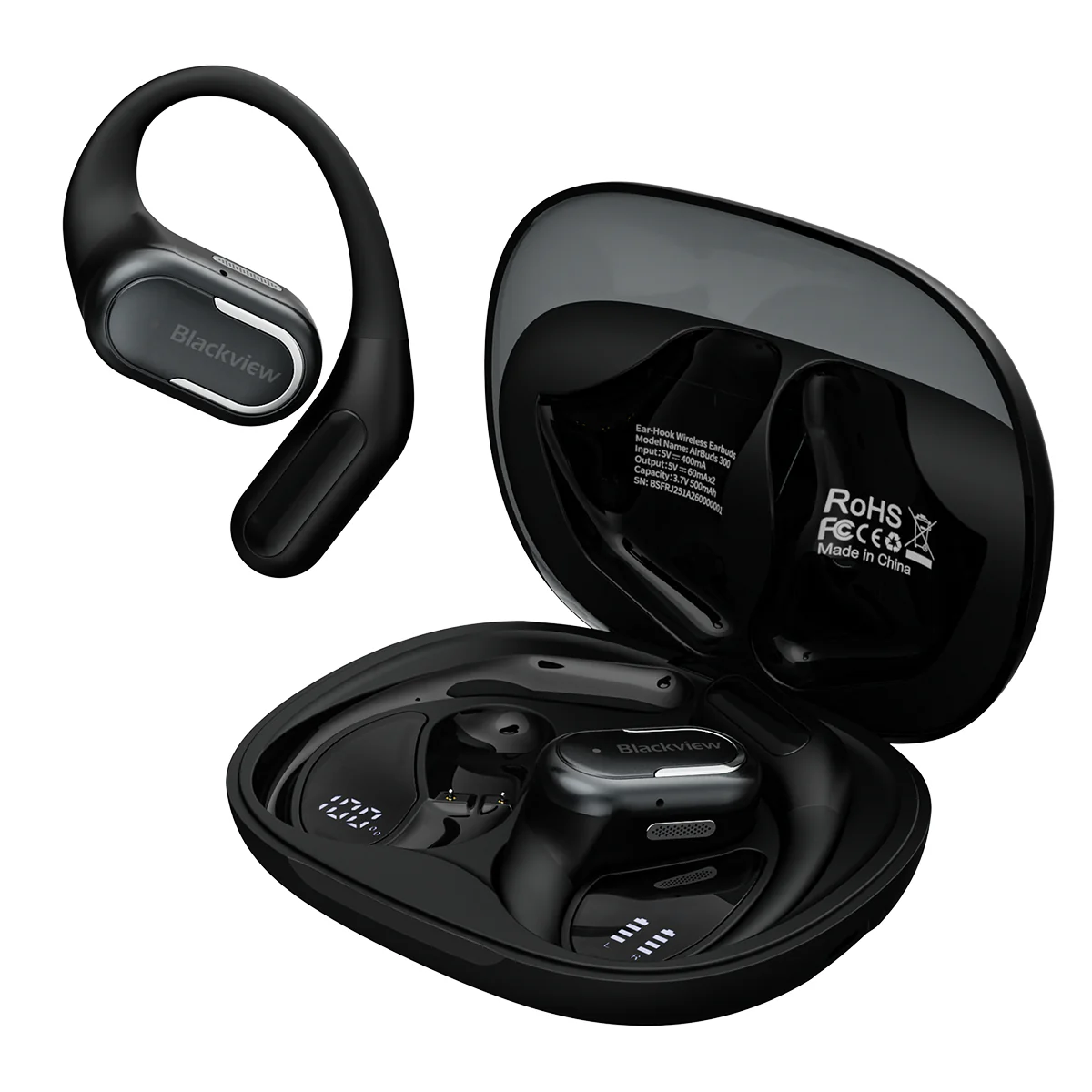 Blackview AirBuds 300 – Écouteurs Intra-Auriculaire OWS à Oreille Ouverte – IPX5 Étanchéité – Affichage Numérique Batterie – Micro ENC Réduction de Bruit – Bluetooth 6.0 - Image 3